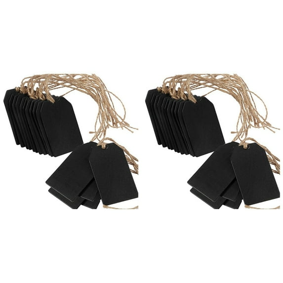 40Pcs Chalkboard Tags Hanging Wooden Mini Chalkboard Signs , Hanging Chalkboard Labels,Message Tags, Black