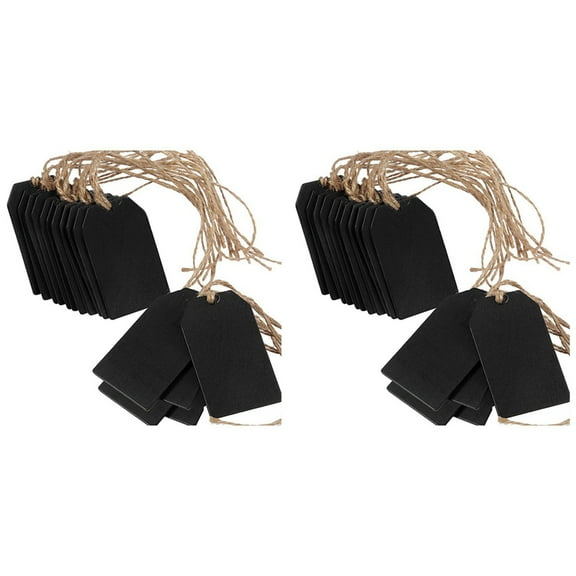 40Pcs Chalkboard Tags Hanging Wooden Mini Chalkboard Signs , Hanging Chalkboard Labels,Message Tags, Black