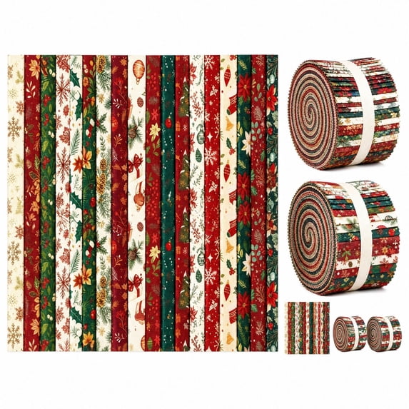 Precut 40Pcs Christmas Jelly Roll Fabric Strips for Quilting and Sewing,Precut ...