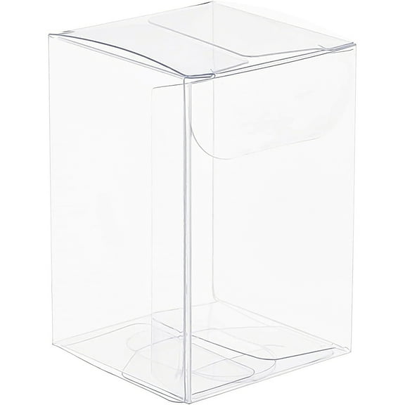 40Pcs Clear Gift Boxes Rectangle Transparent PVC Favor Boxes 1.5x1.5x2.3'' for Wedding Party Treat Candy CupcakesDIY