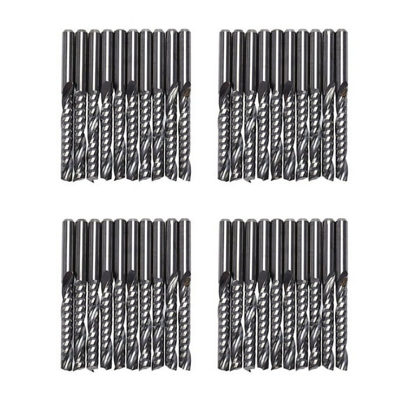40Pcs Cnc Router Bits 3.175 x 22mm Single Flute Spiral Carbide Cnc Router Bits Milling Cutter