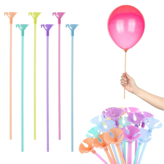 40Pcs Colorful Balloon Sticks with Cups, 12" Plastic Balloon Sticks Holders Long Party Balloon Holder Stick Stand Balloon Bouquet Stand Accessories for Party, Wedding, Anniversary Decoration