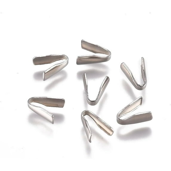 40Pcs Cord Ends with Metal End Caps Fastener Clasps Stainless Steel Crimp Cord Ends for Bracelet Necklace Jewellery Making(Stainless Steel Color)