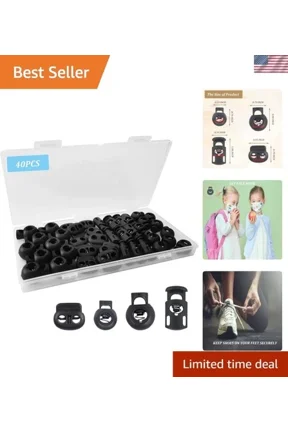 40Pcs Cord Lock, Plastic Cord Locks for Drawstrings, Black Spring Toggle Stop...