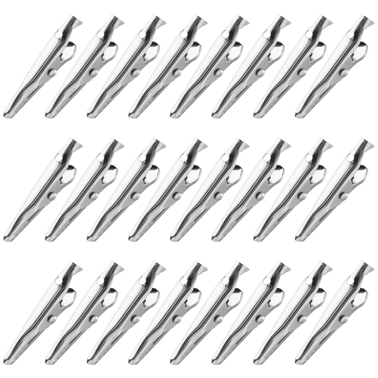 Bnafes 40 Pcs Alligator Test Clips - 35mm Silver Nickel-Plated Crocodile Clamps For Electronics