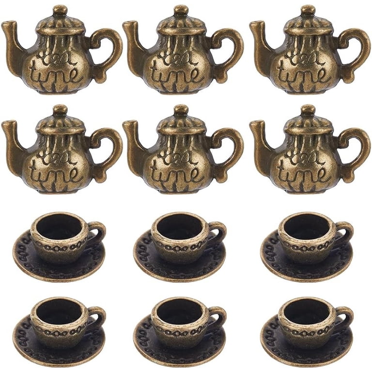 40Pcs Cup Charms Bulk Teapot Charm Mini Cute Antique Bronze for