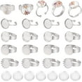 thumbnail image 1 of 40Pcs DIY 20Sets Ring Bezel Blanks Stainless Steel Rings Blank Adjustable Finger Ring Base 12mm Tray Component Transparent Glass Dome Cabochons, 1 of 9