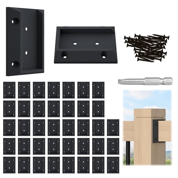 40Pcs Deck Railing Brackets Connectors Rail Support Kit for 2x4 (1.5"3.5") Wood Post Deck Rail Bracket with 246pcs Screws for Wooden Stair Fence Cable Railings Handrail
