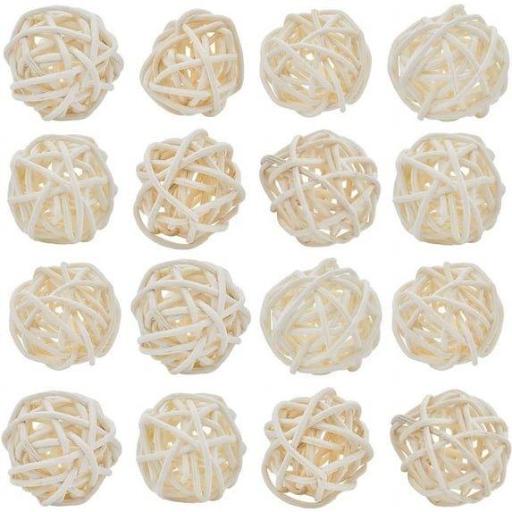 40Pcs Decorative Wicker Ball Bulk Woven Decor Balls 3mm White Small Round Centerpiece Bowls Orbs Vase Fillers Rattan Balls for Christmas Tree Wedding Table Party Hanging DIY Crafts