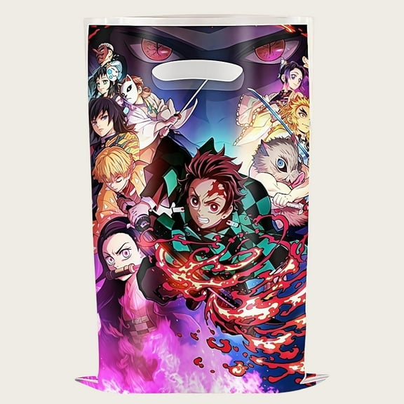 40Pcs Demon Slayer Anime Cartoon Party Favor Gift Bags with Handle - Kids Birthday Goodie Bags for Candy, Themed Party Decorations Supplies