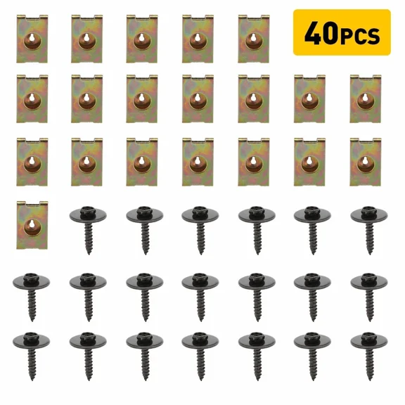 40Pcs Engine Under Cover Splash Shield Bumper Guard Body Bolts U-nut Clip for Ford