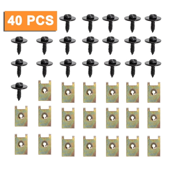 40Pcs Engine Under Cover Splash Shield Guard Bolts U-nut Clip for Mercedes Benz