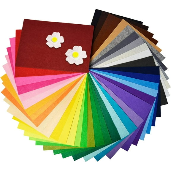 40Pcs Felt Fabric Sheets, 6 x 6 inch DIY Craft Felt 1mm Thick, Non-Woven Fabric for Patchwork, School Projects, Decoration, 40 Assorted Colors
