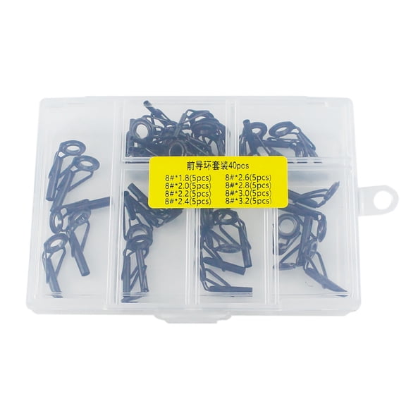 40Pcs Fishings Rod Tip Ceramic Guide Rings Replacement Rod Tip Guide Fishings Rod Eyelets Repair Kits Easy Installation
