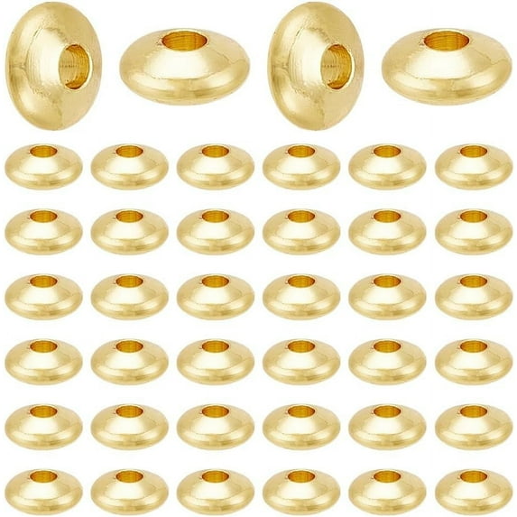 40Pcs Flat Round Spacer Beads 5mm 18K Gold Plated Beads Loose Jewelry Making Bead Smooth Metal Heishi Bead Gold Brass Tiny for Jewelry Making Hole: 1.5mm