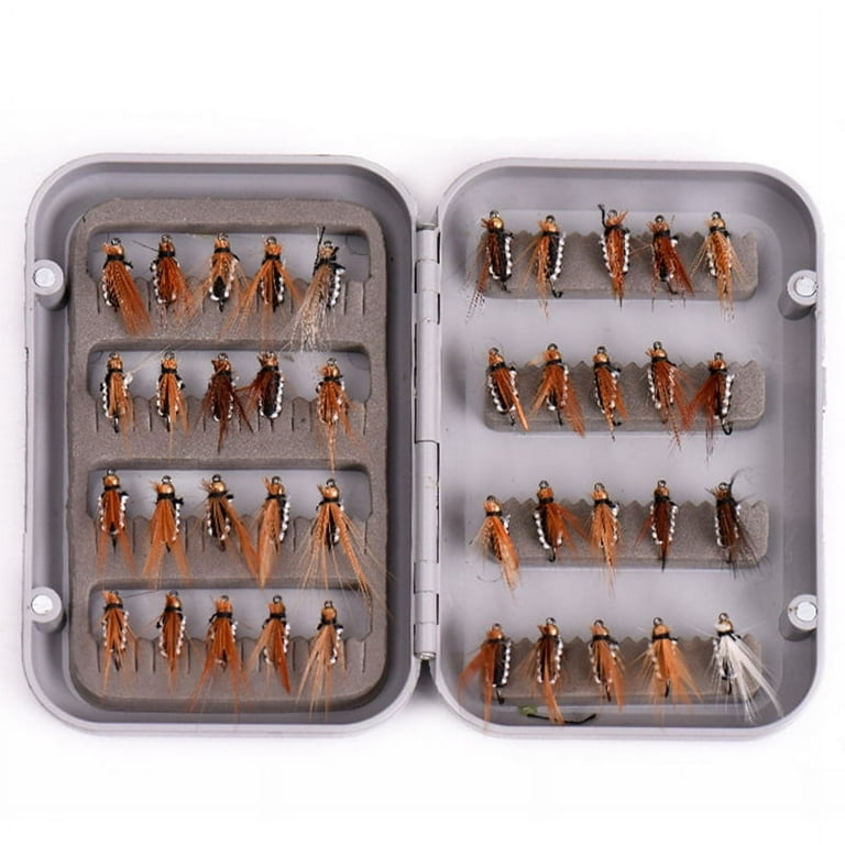 40pcs Fly Fishing Dry Flies Assortment Kit with Waterproof Fly Box for Fishing, Size: 11.5, Black