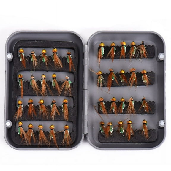 40Pcs Fly Fishing Dry Flies Assortment Kit with Waterproof Fly Box for Fishing
