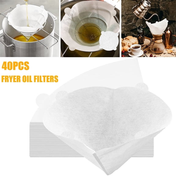 40Pcs Fryer Oil Filter Cones Non-Woven Cooking Grease Strainer for Kitchen Restaurant and Food Trucks, 6 Inch