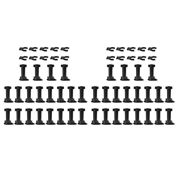 40Pcs Furniture Feet Adjustable Cupboard Foot Leg Unit Cabinet Legs with Kick Board Clips for Kitchen Bathroom Cabinet,40 * adjustable wardrobe feet 20 * socket clamp,black