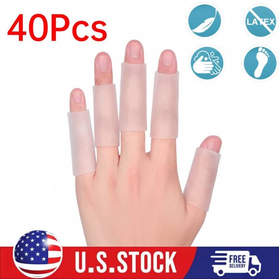 40Pcs Gel Finger Sleeve Protectors, Trigger Finger Pain Silicone Sleeve Cushions