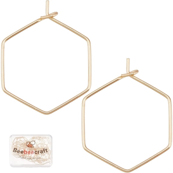 40Pcs Geometric Earring Hoops 18K Gold Plated Wine Glass Charm Rings Earring Beading Hoop for DIY Earring Making
