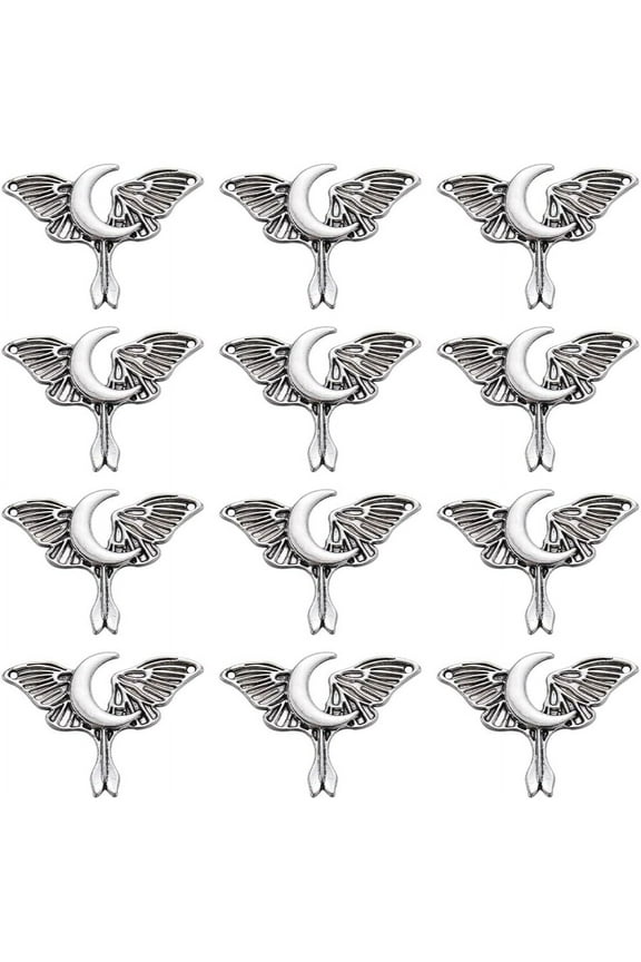 40Pcs Gothic Charms Bulk Silver Butterfly Charms Cicada Butterfly with Moon Phase Tarot Ouijas Magic Charm