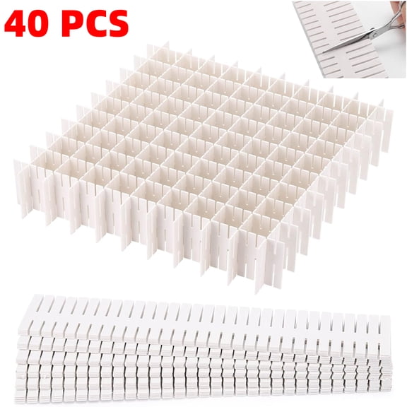 40Pcs Grid Drawer Dividers 14.5"  2.75, Adjustable Drawer Organizer for Socks, Underwear, Lingerie, Makeup, Bedroom Office Kitchen Storage