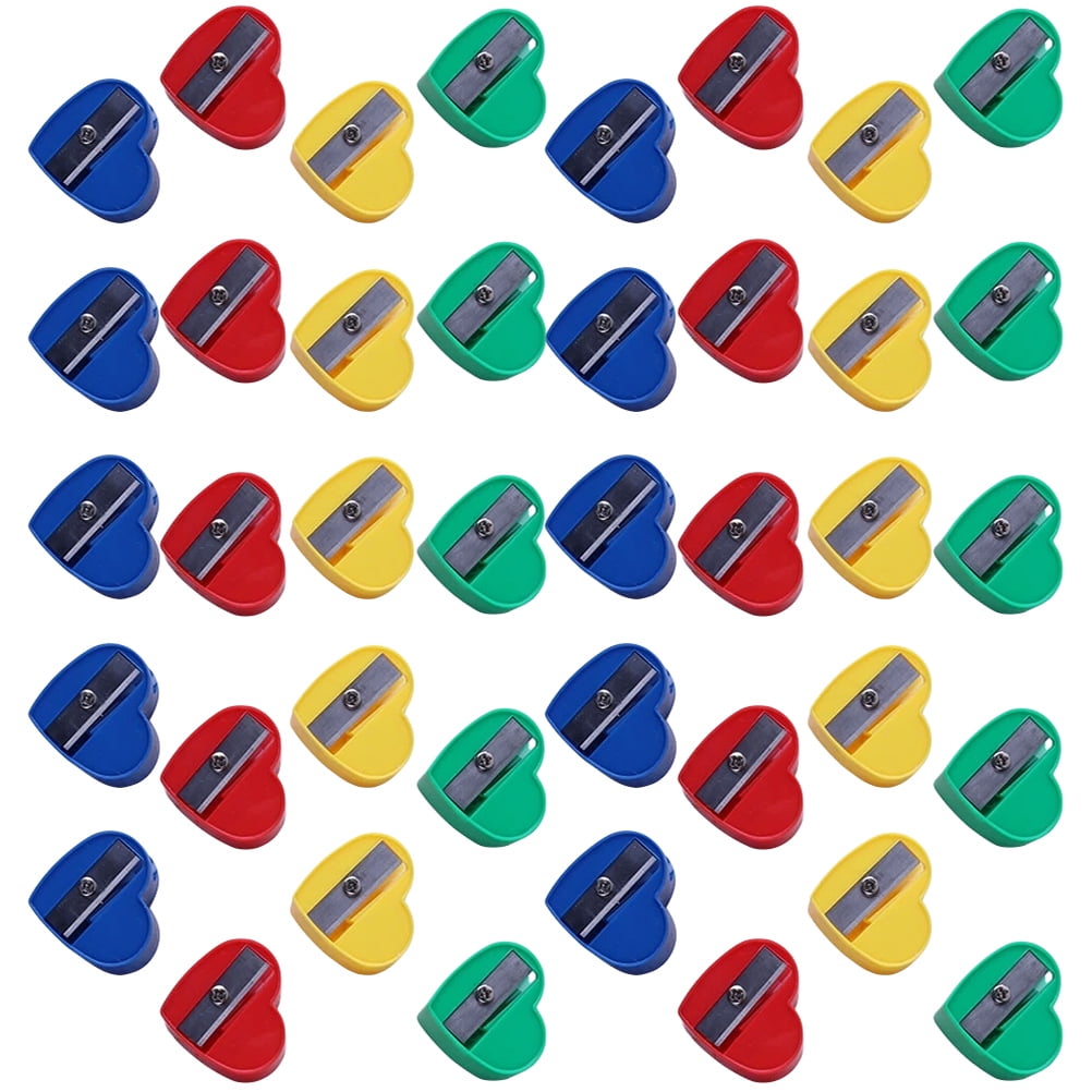 3 Pack Heart Shaped Pencil Sharpeners - Cute Colorful Dual Hole Sharpeners For School & Office