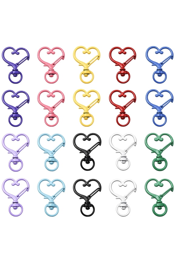 40Pcs Heart Shaped Swivel Clasp Swivel Snap Hooks Metal Colorful Trigger Spring Lobster Alloy Hanging Key Chain Ring Clips