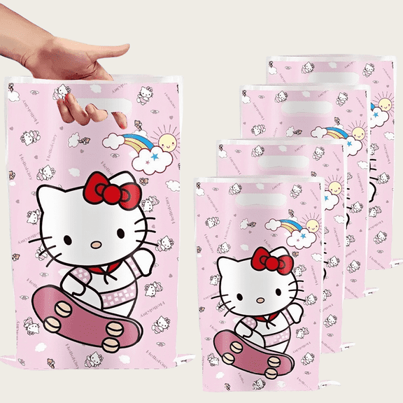 40Pcs Hello Kitty Anime Cartoon Party Favor Gift Bags with Handle - Kids Birthday Goodie Bags for Candy, Themed Party Decorations Supplies