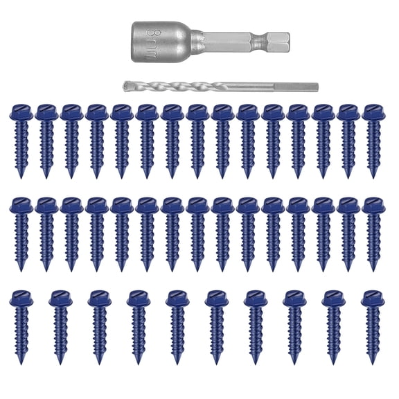40Pcs Hexagonal Head Concrete Screw Anchors Masonry Screws Fasteners for Brick Wall And Cement Projects Easy to Use