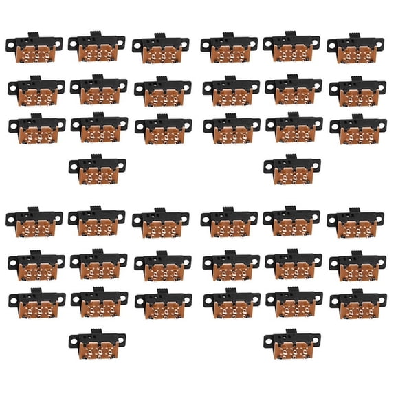 40Pcs High Knob 6 Pin 3 Position DPDT Panel Slide Switch 0.5A 50V DC,40 x Slide Switch,Black