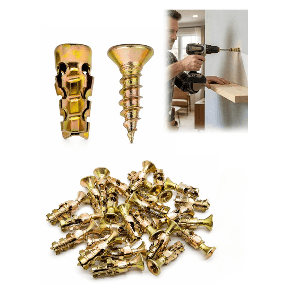 40Pcs Hinge Repair Screw Expansion Anchor, Short Expansion Screw Set, Stone Expansion Anchor With Storage Box, Works On Wood, Tile, Stone, Concrete, Stripped Thread Restoration