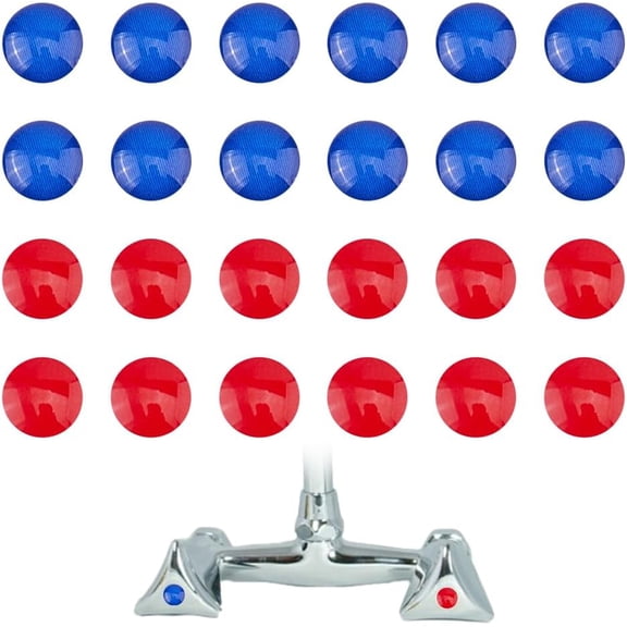 40Pcs Hot and Cold Water Stickers Self Stick Hot and Cold Water Label Waterproof Faucet Label Stickers PVC Water Temperature Tips Stickers for Bathroom Kitchen 35mm