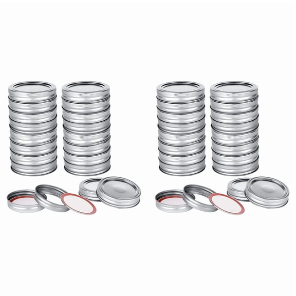 40Pcs Jar Lids & Rings Set for Regular Mouth Canning,Split-Type & Leak Proof Lids for Ball Kerr Jars (70 mm),40 x Jar Lids 40 x canning bands,silver
