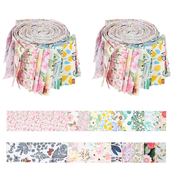 40Pcs Jelly Fabric for Quilting Strips Soft Cotton Quilting Fabric 2.55 x 39.37 Inch Floral Patchwork Fabrics Rolls for Quilting and Sewing DIY Crafts Blanket Upholstery Purse Making