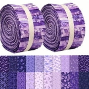 HEYMAPLE 40Pcs Jelly Roll Fabric Strips for Quilting and Sewing, 2.6" x 20" Precut Fabric for DIY Crafting Handmade Accessories, Purple Paisley Blooms