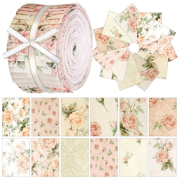 40Pcs Jelly Roll Fabric Strips for Quilting and Sewing, 8" x 10" Precut Cotton Fabric Patchwork for DIY Crafting Handmade Accessories, Spring Rose Series