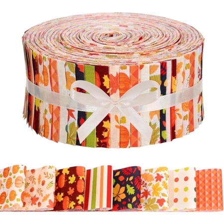 HEYMAPLE 40Pcs Jelly Roll Fabric Strips for Quilting and Sewing, 2.6" x 19.7" Precut Fabric for Crafting, Thanksgiving Autumn Series