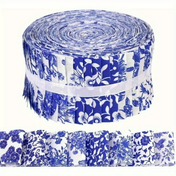 40Pcs Jelly Roll Fabric Strips for Quilting and Sewing, 2.6" x 20" Precut Fabric for DIY Crafting, Chinoiserie Series