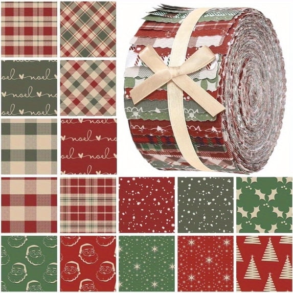 40Pcs Jelly Roll Fabric Strips for Quilting and Sewing, 2.6" x 20" Precut Fabric for DIY Crafting, Christmas Series