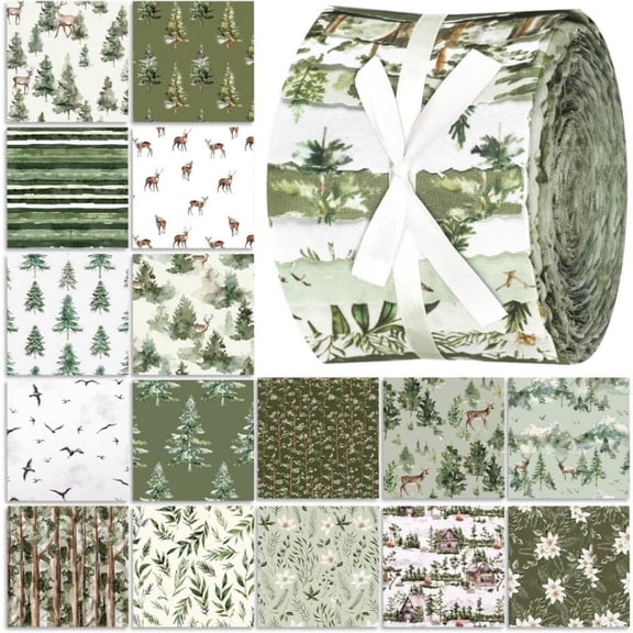 Heymaple 40Pcs Jelly Roll Fabric Strips for Quilting and Sewing, 2.6" x 20" Precut Fabric for DIY Crafting, Chrsitmas Series