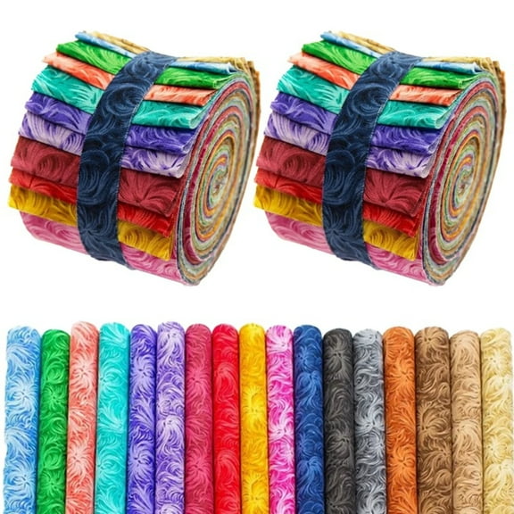 40Pcs Jelly Roll Fabric Strips for Quilting and Sewing, 2.6" x 20" Precut Fabric for DIY Crafting, Colorful Feathers