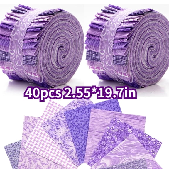 HEYMAPLE 40Pcs Jelly Roll Fabric Strips, 2.6" x 20" Precut Fabric for DIY Crafting, Dreamy Purple Series
