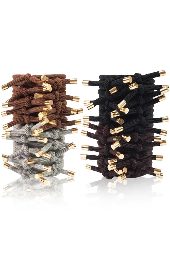 40Pcs Knotted Hair Ties That Look Like Bracelets Twisty Boho Style Ponytail Holders Cute Gold Bracelet Tie for Women Girls, Multicolor 2