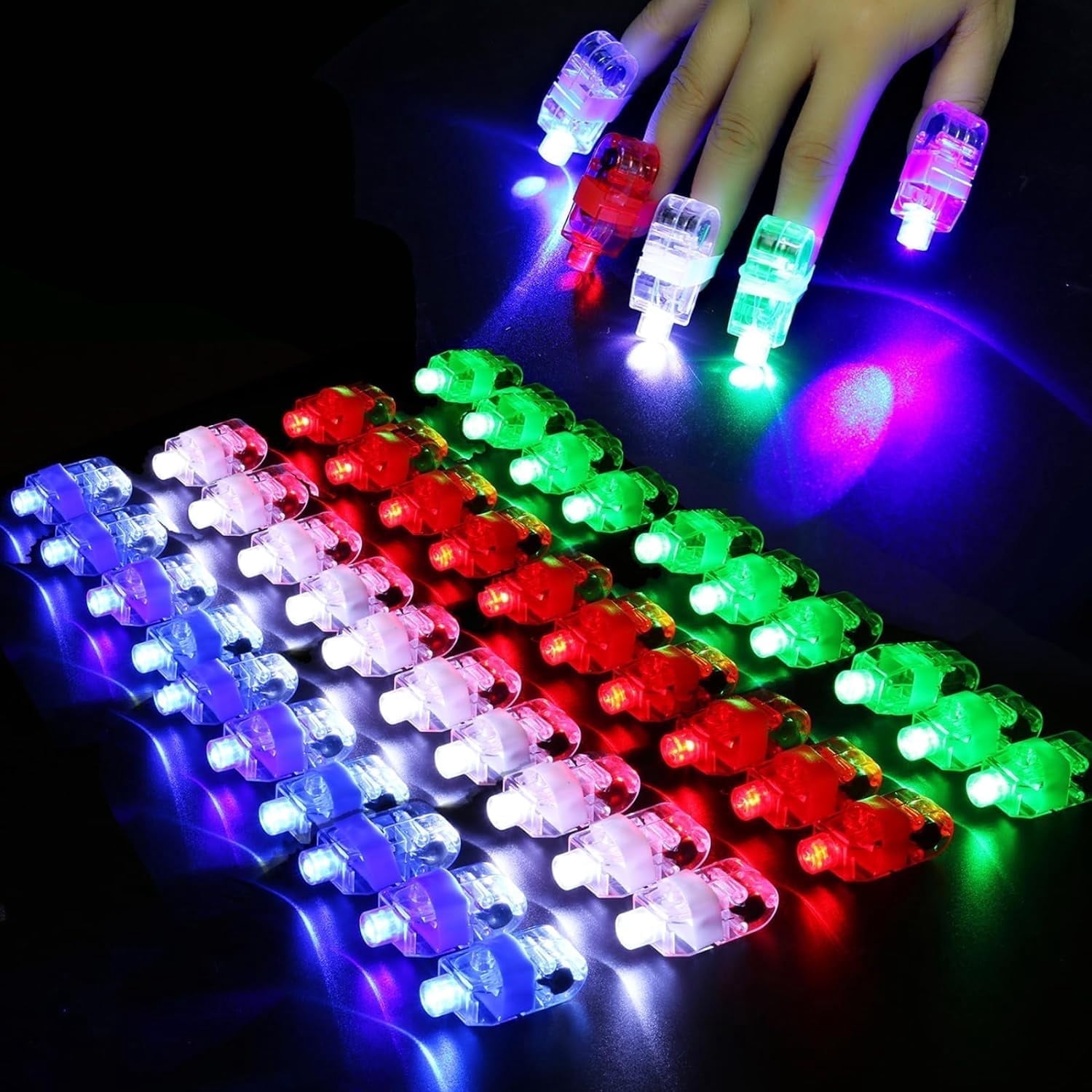 36 Bagues Lumineuses à LED Pour Doigts - Multicolores Pour Fêtes, Carnaval, Halloween