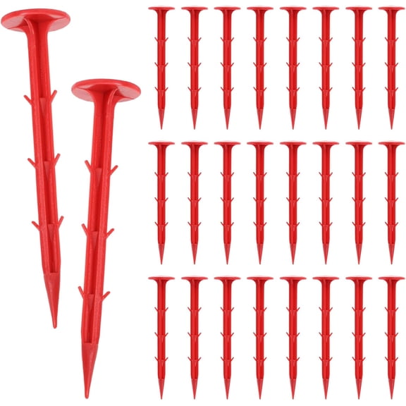 40Pcs Low Profile Survey Stakes, 6.3 Inch Red Garden Property Line Marker Stakes Unbreakable Anchors Spikes for Patios, Gardens, Lawn Edges, Paver Landscape Fabric Tarps Weed Barriers