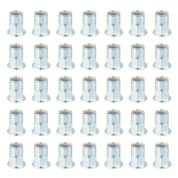 40Pcs M10 x 21mm Rivet Nut Thread Half Hexagonal Carbon Steel White Zinc-Plate