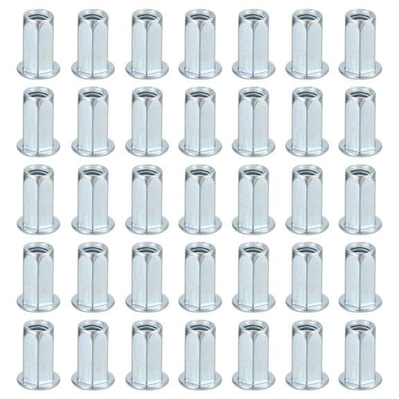 40Pcs M5 x 13mm Rivet Nut Thread Hexagonal Carbon Steel Nuts White Zinc-Plate