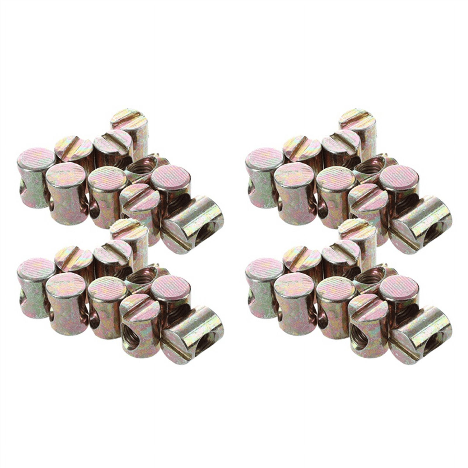 40Pcs M6 Barrel Bolts Cross Dowel Slotted Furniture Nut for Beds Crib Chairs